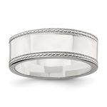 Sterling Silver Flat with Rope Edge Size 12 Band