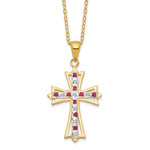 Diamond Fascination Diamond Mystique Sterling Silver 18K Gold-plated Diamond and Ruby Cross 18 Inch Necklace