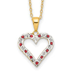 Diamond Fascination Diamond Mystique Sterling Silver 18K Gold-plated Diamond and Ruby Heart 18 Inch Necklace