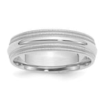 Sterling Silver Rhodium Comfort Fit Double Milgrain Size 4.5 Band