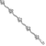 Sterling Silver Rhodium-plated Floral Diamond Bracelet