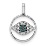 Sterling Silver Rhodium 0.2ct. Blk, Wht & Blue Dia. Reversible Eye Pendan
