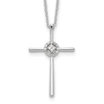 Sterling Silver Diamond Rhodium-plated Eternal Life Cross Necklace