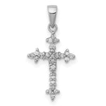 Sterling Silver Rhodium Diamond Dainty Cross Pendant
