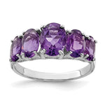 Sterling Silver Rhodium Amethyst Ring