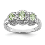 Sterling Silver Rhodium Green Quartz & Diamond Ring