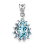 Sterling Silver Rhodium-plated Light Swiss Blue Topaz Pear-shaped Pendant