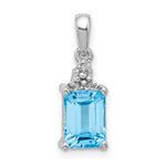 Sterling Silver Rhodium-plated Light Swiss Blue Topaz Diamond Pendant