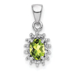 Sterling Silver Rhodium-plated Peridot and Diamond Pendant