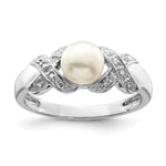 Sterling Silver Rhodium FW Cultured Button Pearl Ring