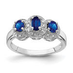 Sterling Silver Rhodium-plated Sapphire & Diamond Ring