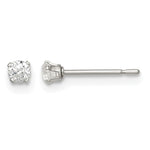 Sterling Silver Polished Round Snap Set CZ Stud Earrings