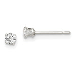 Sterling Silver Polished Children's Round Snap Set CZ Stud Earrings