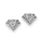 Sterling Silver Rhodium Diam. Screwback Post Earrings