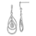 Sterling Silver Rhodium Plated Diamond Post Dangle Earrings