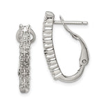 Sterling Silver Rhodium-plated Polished CZ Omega Back J-Hoop Earrings