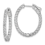 Sterling Shimmer Sterling Silver Rhodium-plated 46 Stone CZ In and Out Oval Hinged Hoop Earrings