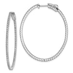 Sterling Shimmer Sterling Silver Rhodium-plated 132 Stone CZ In and Out Oval Hinged Hoop Earrings