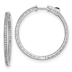 Sterling Shimmer Sterling Silver Rhodium-plated 118 Stone CZ In and Out Round Hinged Hoop Earrings