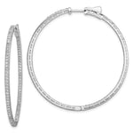 Sterling Shimmer Sterling Silver Rhodium-plated 176 Stone CZ In and Out Round Hinged Hoop Earrings