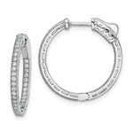 Sterling Shimmer Sterling Silver Rhodium-plated 68 Stone CZ In and Out Round Hinged Hoop Earrings