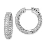 Sterling Shimmer Sterling Silver Rhodium-plated 136 Stone Pav CZ In and Out Round Hinged Hoop Earrings