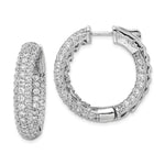 Sterling Shimmer Sterling Silver Rhodium-plated 136 Stone Pav‚ CZ In and Out Round Hinged Hoop Earrings