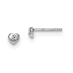 Sterling Silver Madi K Rhodium-plated Polished April White Preciosa Crystal Heart Post Earrings