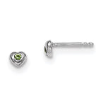 Sterling Silver Madi K Rhodium-plated Polished August Light Green Preciosa Crystal Heart Post Earrings