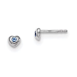 Sterling Silver Madi K Rhodium-plated Polished December Blue Preciosa Crystal Heart Post Earrings