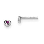 Sterling Silver Madi K Rhodium-plated Polished February Purple Preciosa Crystal Heart Post Earrings