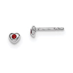 Sterling Silver Madi K Rhodium-plated Polished January Red Preciosa Crystal Heart Post Earrings