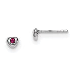 Sterling Silver Madi K Rhodium-plated Polished July Red Preciosa Crystal Heart Post Earrings