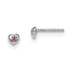 Sterling Silver Madi K Rhodium-plated Polished June Pink Preciosa Crystal Heart Post Earrings