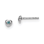 Sterling Silver Madi K Rhodium-plated Polished March Light Blue Preciosa Crystal Heart Post Earrings