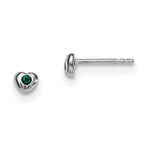 Sterling Silver Madi K Rhodium-plated Polished May Green Preciosa Crystal Heart Post Earrings