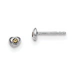 Sterling Silver Madi K Rhodium-plated Polished November Yellow Preciosa Crystal Heart Post Earrings