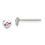Sterling Silver Madi K Rhodium-plated Polished October Pink Preciosa Crystal Heart Post Earrings