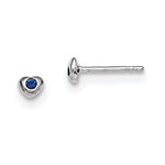 Sterling Silver Madi K Rhodium-plated Polished September Blue Preciosa Crystal Heart Post Earrings