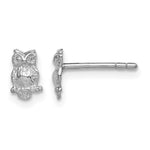 Sterling Silver Rhodium-plated Polished & Textured Owl Petite Post Earrings