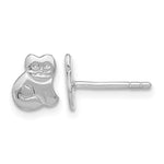 Sterling Silver Rhodium-plated Polished Cat Post Earrings