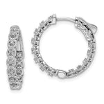 Sterling Shimmer Sterling Silver Rhodium-plated 26 Stone CZ In and Out Round Hinged Hoop Earrings