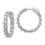Sterling Shimmer Sterling Silver Rhodium-plated 28 Stone CZ In and Out Round Hinged Hoop Earrings