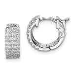 Sterling Shimmer Sterling Silver Rhodium-plated 54 Stone CZ Hinged Hoop Earrings