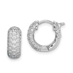 Sterling Shimmer Sterling Silver Rhodium-plated 82 Stone Pav CZ Hinged Hoop Earrings