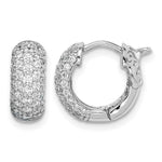 Sterling Shimmer Sterling Silver Rhodium-plated 82 Stone Pav CZ Hinged Hoop Earrings