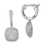 Sterling Shimmer Sterling Silver Rhodium-plated 88 Stone CZ Pav Square Dangle Hinged Hoop Earrings