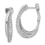 Sterling Shimmer Sterling Silver Rhodium-plated 106 Stone PavÇ CZ Double Twisted Oval Hinged Hoop Earrings
