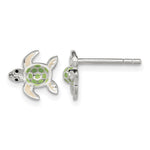 Sterling Silver Polished Multi-color Enameled Sea Turtle Petite Post Earrings