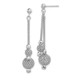 Sterling Silver Rhodium-plated Polished & D/C Beaded Post Dangle Earrings